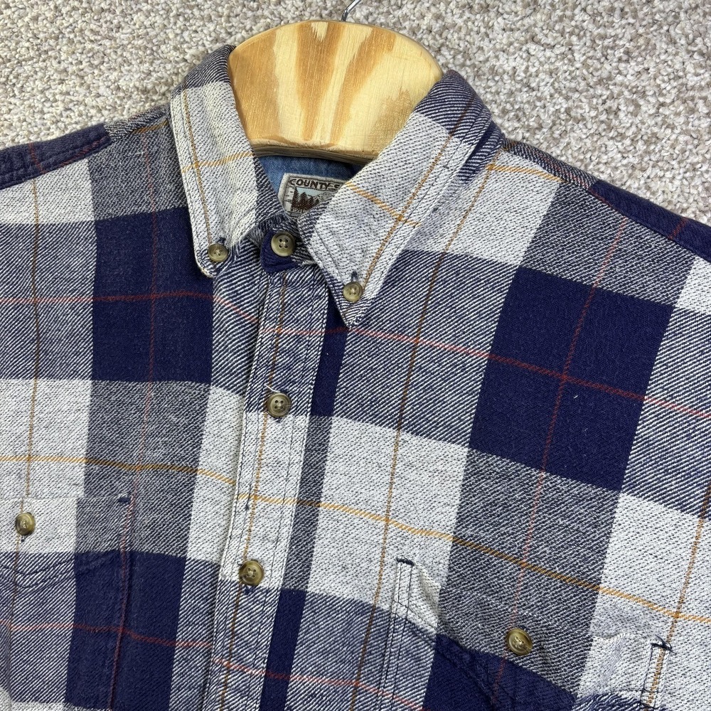 Vintage County Seat Shirt Mens XL Blue Plaid Long Sleeve Flannel‎ Hong Kong